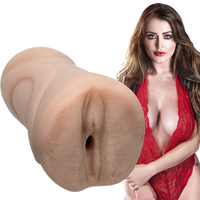 brunette in red teddy lingerie with vagina masturbator