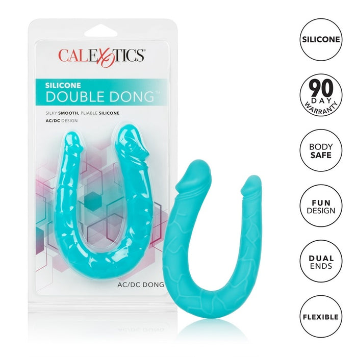 turquoise u shaped double dong next to package