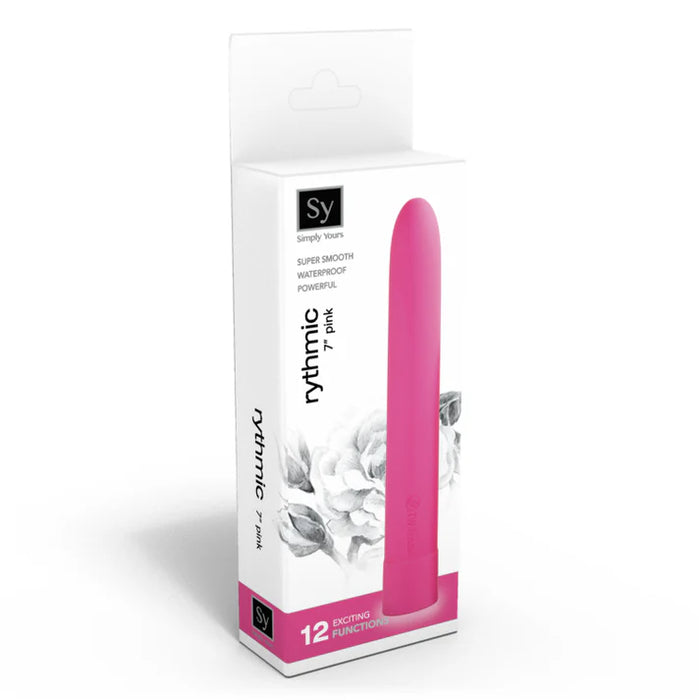 Pink vibrator with packaging  on a white background