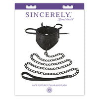 box with picture of thick lace posture collar with black chain leash