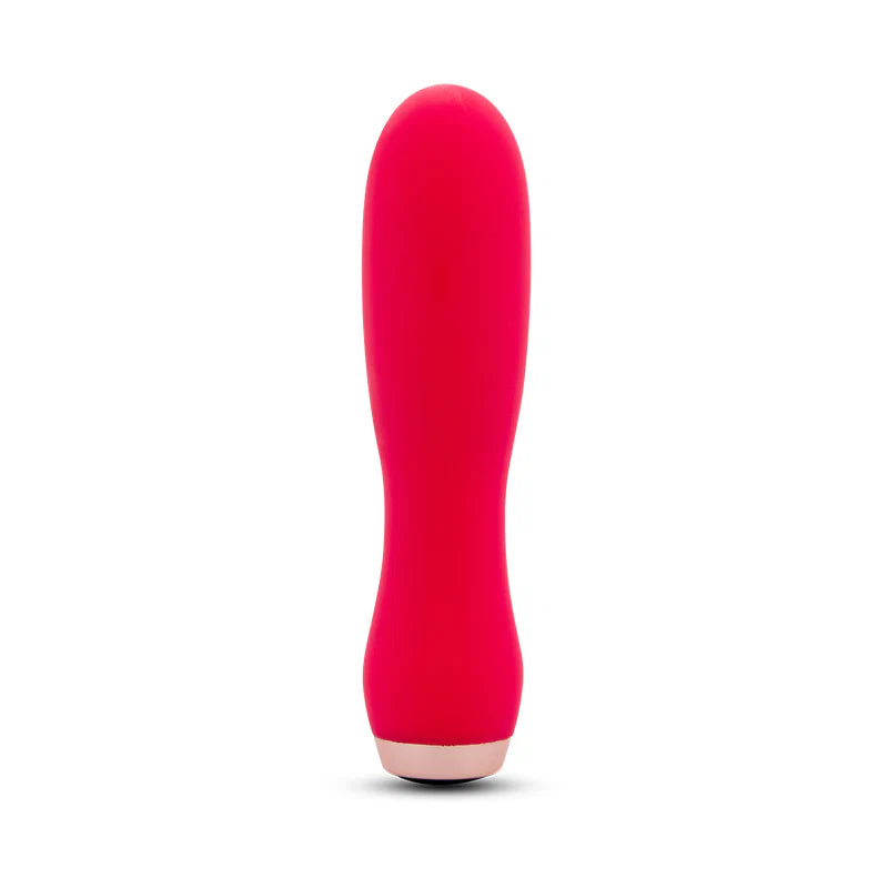 Red skye velvet touch bullet with a metallic base on a white background