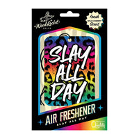 rainbow animal print air freshner with slay all day on it 