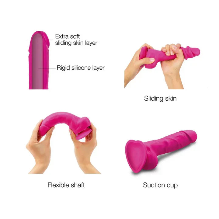 sliding skin realistic dildo specs in pink