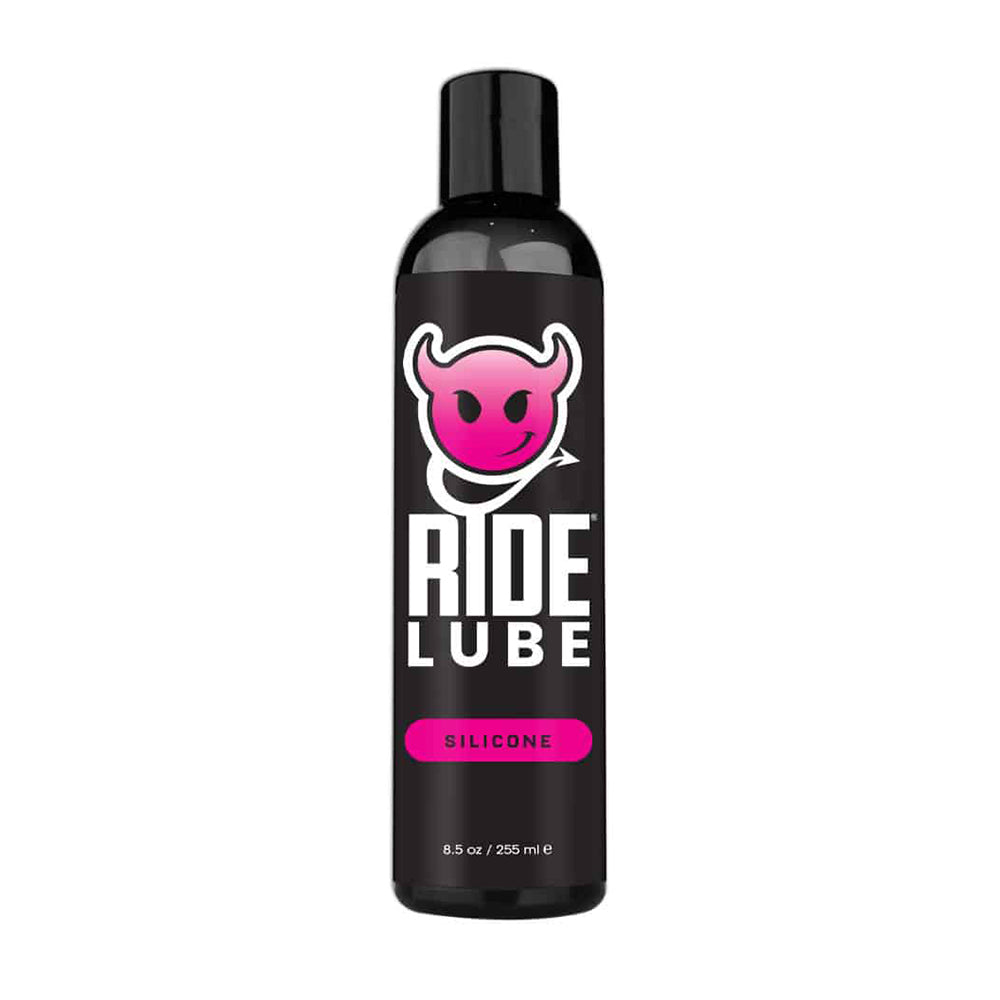 Ride Lube bottle with black and pink design on a white background