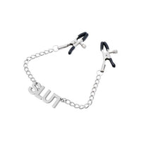 adjustable nipple clamps with the word slut 
