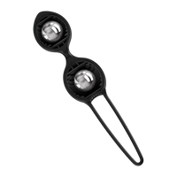 Black duo kegel balls with two silver balls on a white background