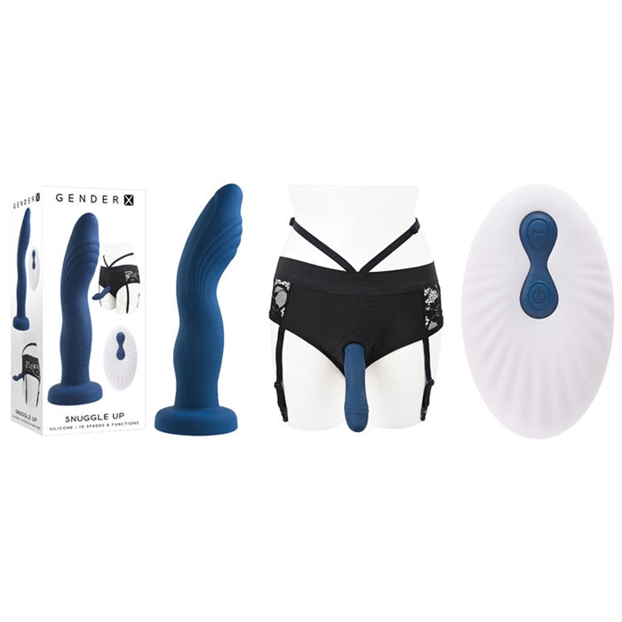 blue 6" silicone rechargeable strap on