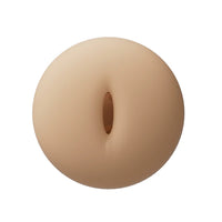 Beige donut-shaped object on a white background