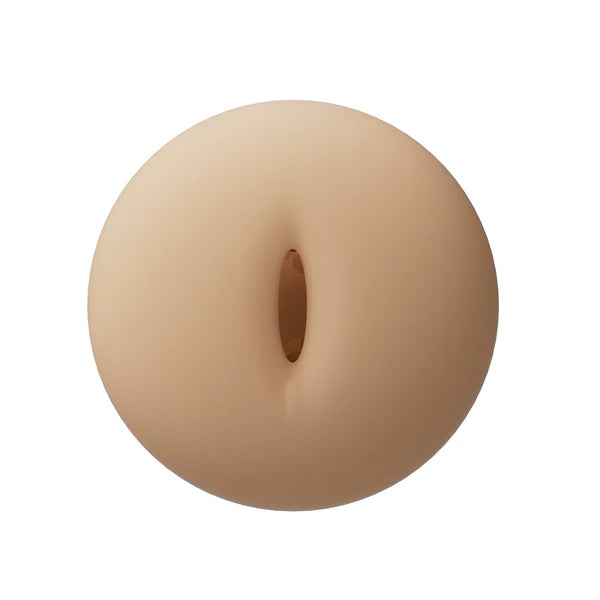 Beige donut-shaped object on a white background