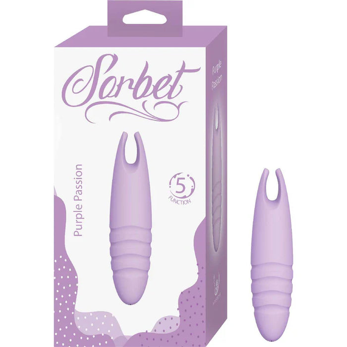 Purple toy with packaging labeled 'Sorbet' on a white background