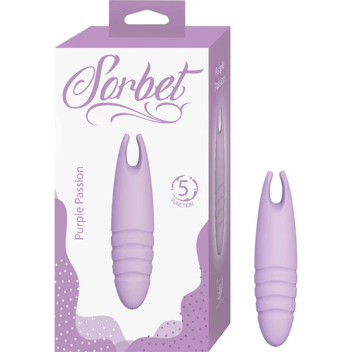 Purple toy with packaging labeled 'Sorbet' on a white background