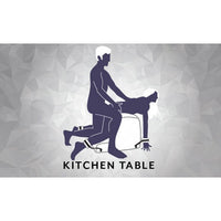 diagram of couple using spanking bench in kitchen table position