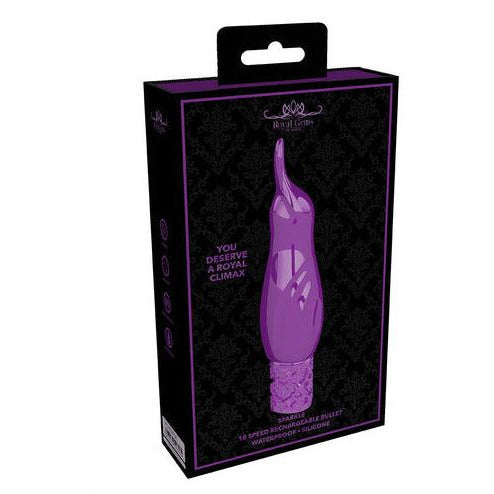 purple silicone flicking rechargeable bullet in black box