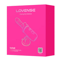 Pink packaging box for LOVENSE Spinel with product illustration and QR code on a white background