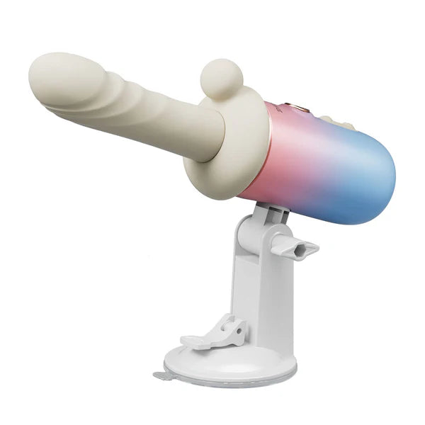 Colorful spinel vibrator by lovense with a stand on a white background