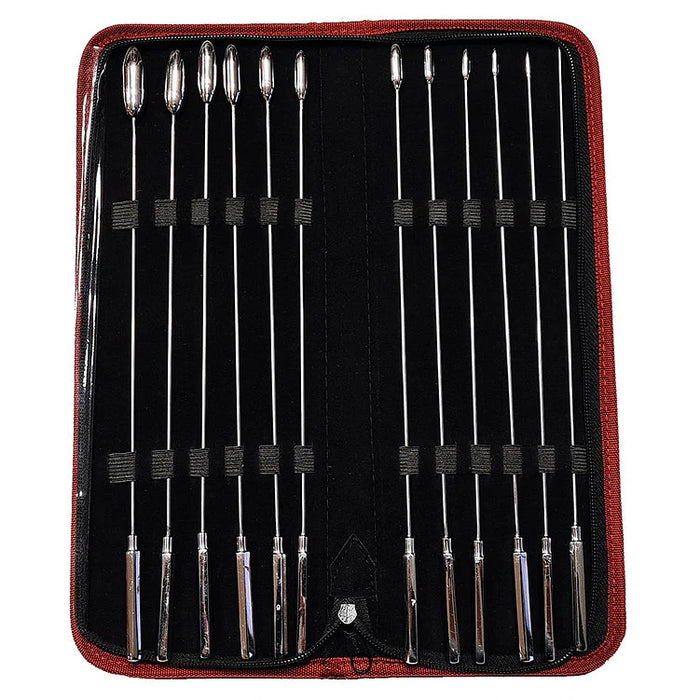 12pc stainless steel rosebud dilator urethral sounding rods in case