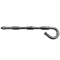 Metallic urethral hook on a white background