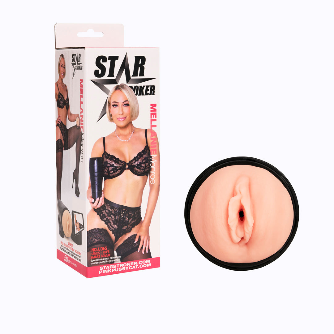 vagina masturbator beside box packaging mellanie monroe pussy stroker