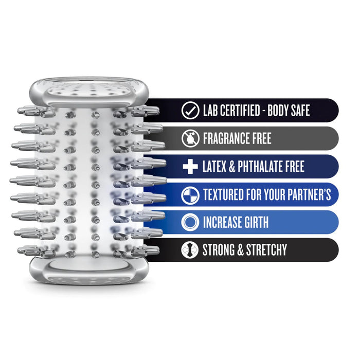 clear jelly spiked cock ring sleeve with information
