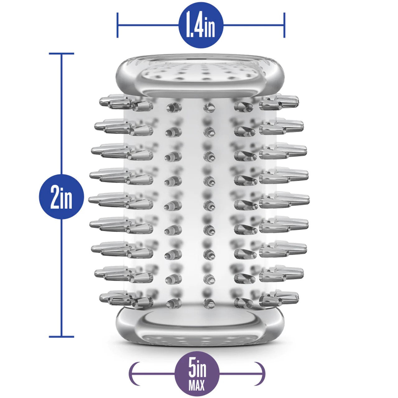 clear jelly spiked cockring sleeve with measurements