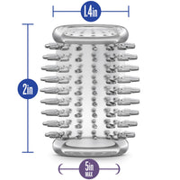 clear jelly spiked cockring sleeve with measurements
