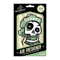 skull air freshner smoking with stoned to the bone written on 