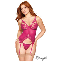 red head female in pink bustier and panty