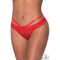 lace panty wiith a strappy double waistband and a back cutout.