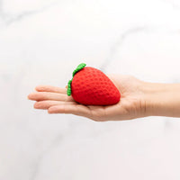 large size vibrating massager strawberry held in hand