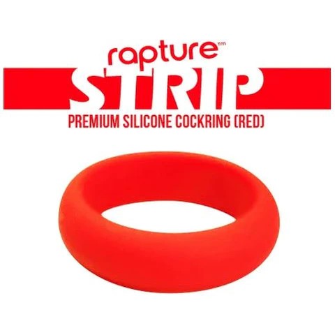 red strip silicone cock ring by rapture