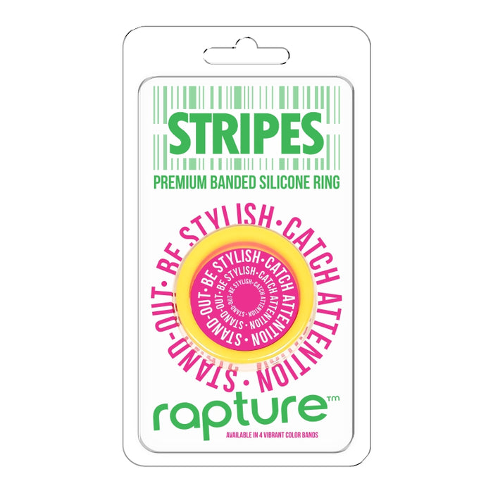 stripe yellow glow in the dark cock ring in rapture package