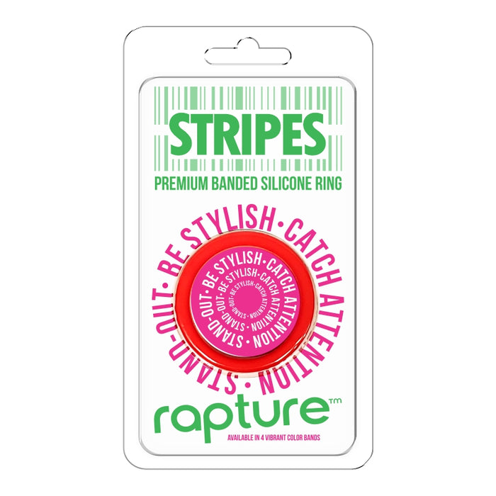 stripe red glow in the dark cock ring in rapture package