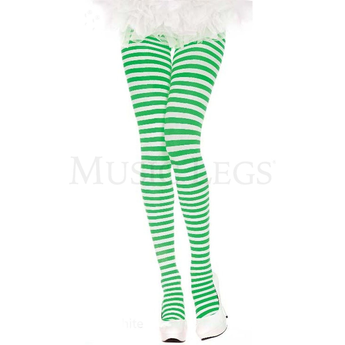 striped nylons in white & green