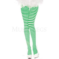 striped nylons in white & green