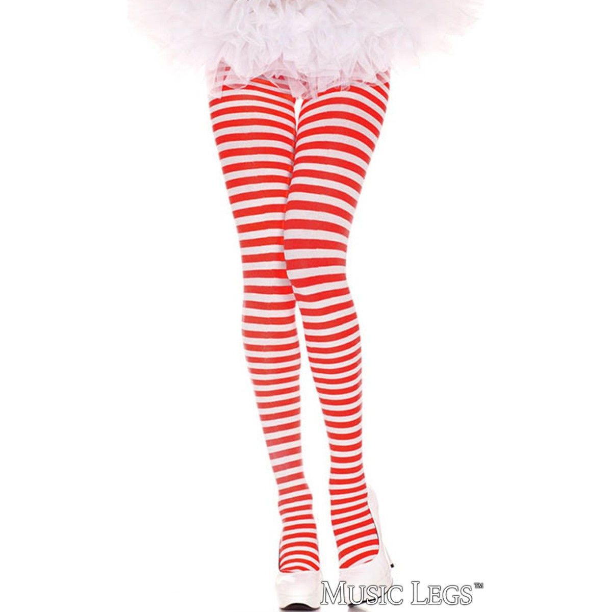 striped nylons in white & red