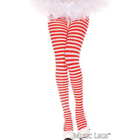 striped nylons in white & red
