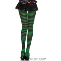 striped nylons in black & green