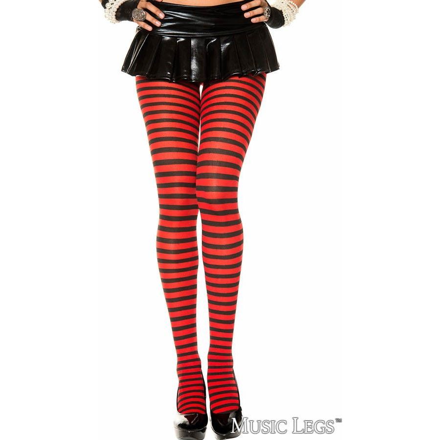 striped nylons in black & red