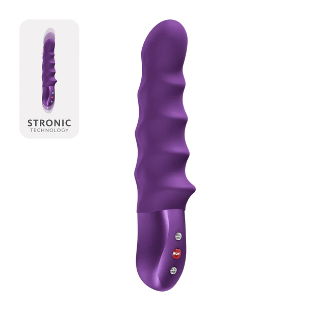 Purple vibrator with 'STRONIC' branding on a white background