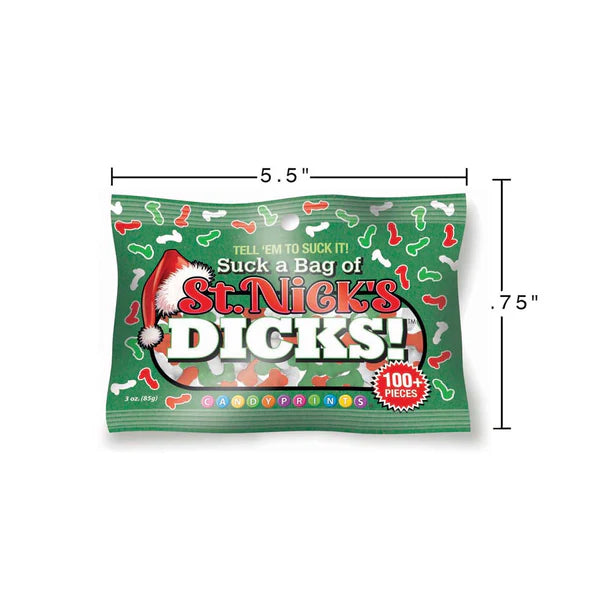 green, red and white santa pecker candy