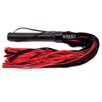 Black and red flogger with 'Rouge' branding on a white background