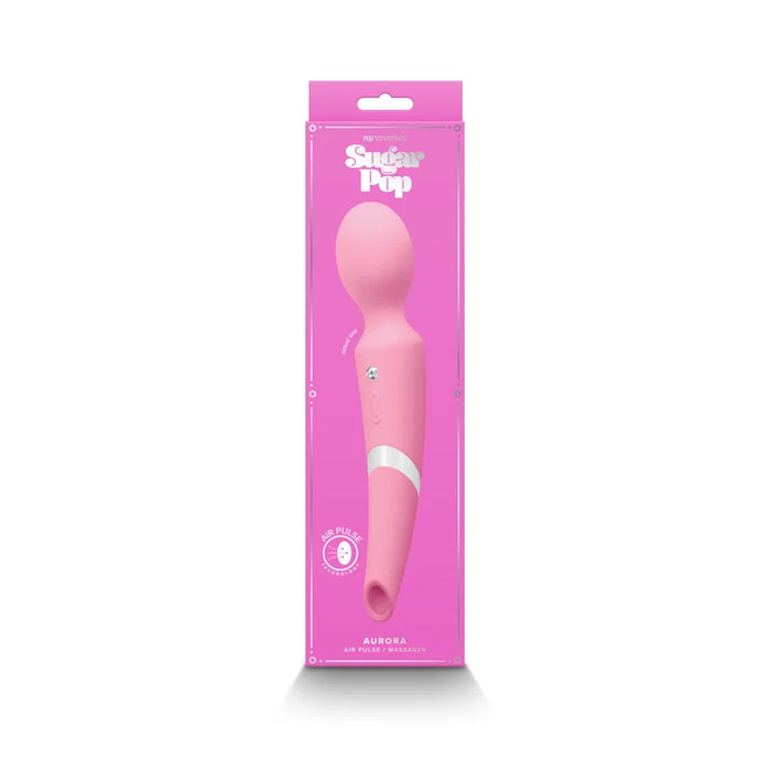pink silicone rechargeable wand with air pulse handle 