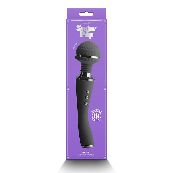 black silicone rechargeable warming wand in purple box