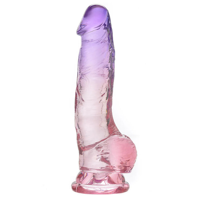 sunset dreams realistic dildo with balls in ombre pink and purple by adam & eve
