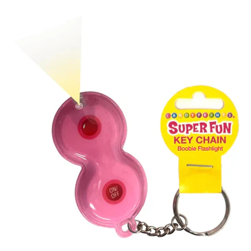 boobie flashlight keychain on white background