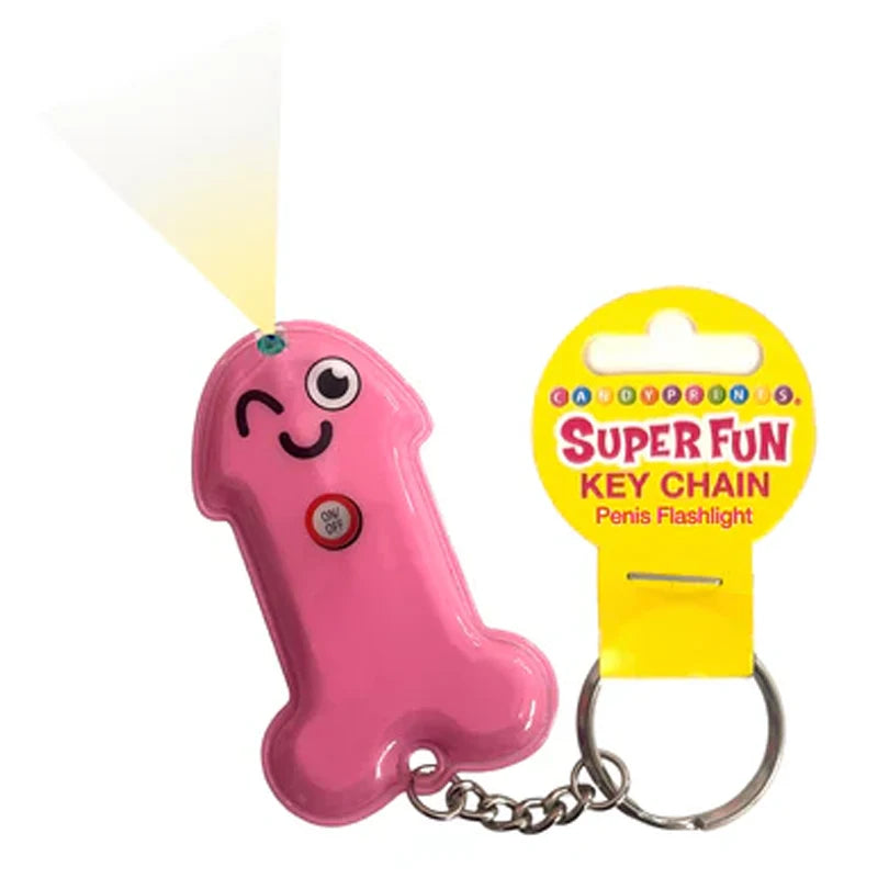 penis flashlight keychain on white background