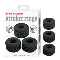 NassToys Super Stretchy Stroker Rings featuring three soft, flexible textured rings that can be used as cock rings or open-ended strokers