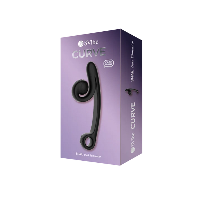 svibe snail curve duo vibrator on box packaging in black 