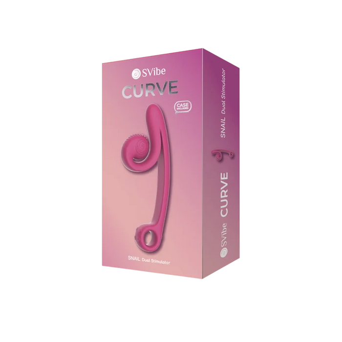 svibe snail curve duo vibrator on box packaging in fuchsia 