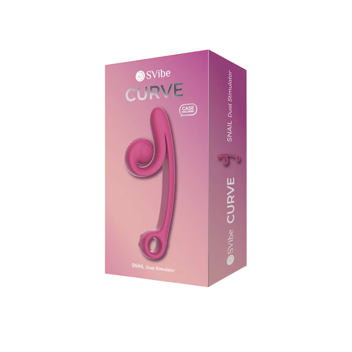 svibe snail curve duo vibrator on box packaging in fuchsia 